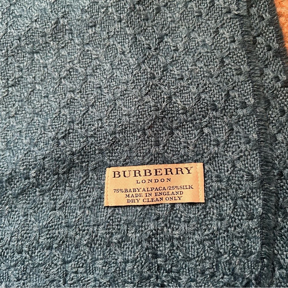 Burberry Teal Patterned Scarf